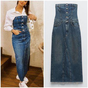 ZARA WOMAN NWT NAVY BLUE DENIM TRF DRESS Size S 5252/280